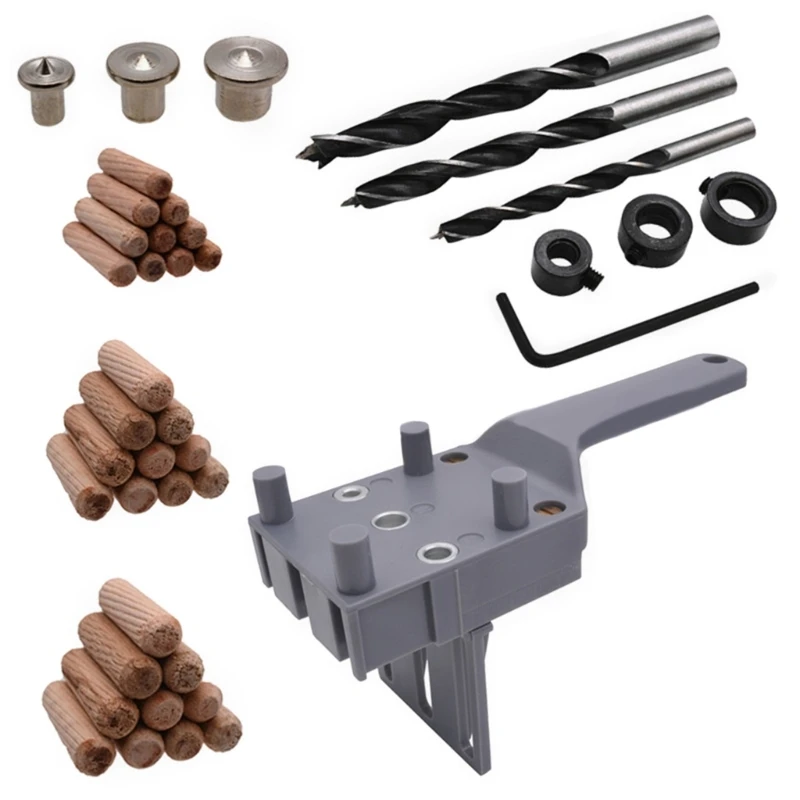 Handheld Dowel Jig Set, Dowling Jig Set for Efficient Corner Surfaces Joints Works with Lumber to 1-1/2