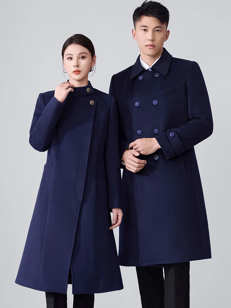 Thickened Woolen Coat 2026 New Winter Men Women Workwear Hotel Front Desk Uniform Cotton Interlined Tailored Coat view 2