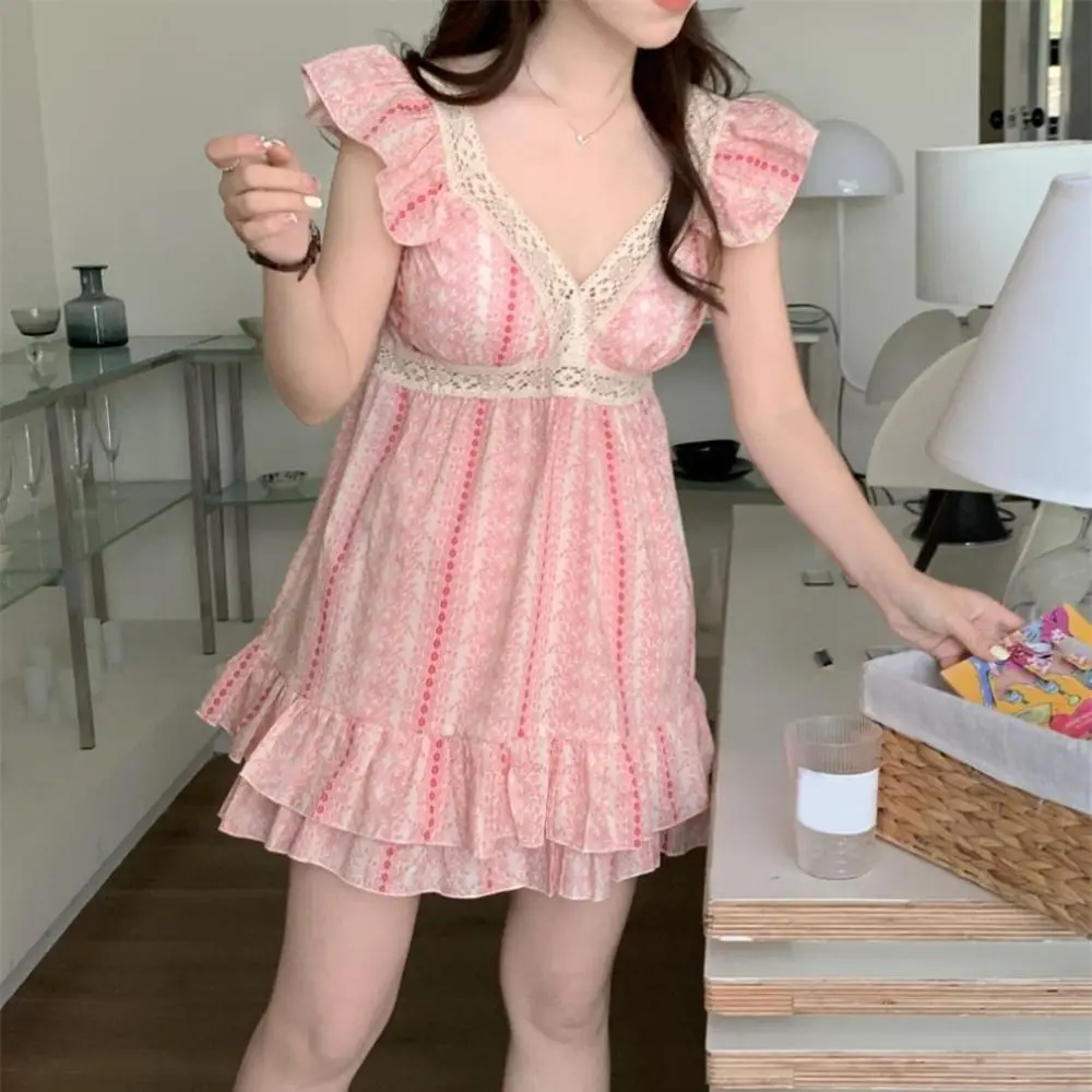 

Полосатые шорты на подтяжках, пижамы с рюшами, без рукавов, из двух предметов, ночная рубашка, свободная с накладкой на грудь, женские комплекты одежды для сна для девочек