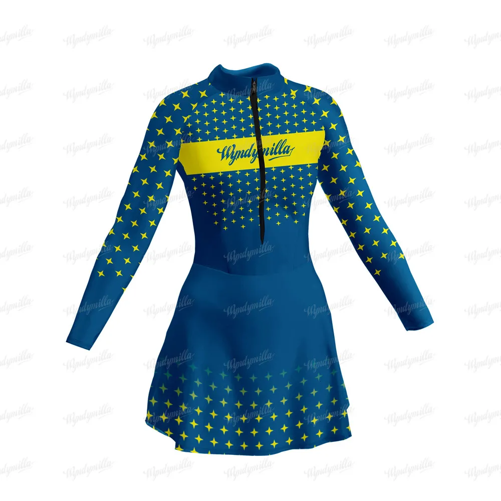 Macaquinho Saia Feminino Cycling Little Dress Jumpsuit Triathlon Bike Mtb Skirt Ciclismo Long Sleeve Bike Monkeys Clothes Dress