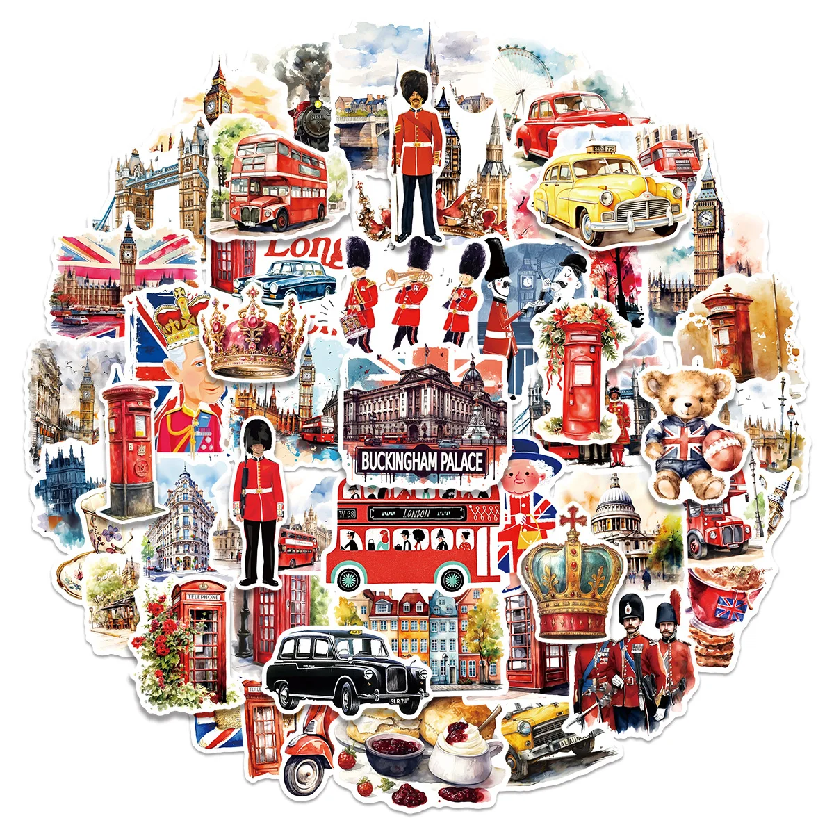 10/50 قطعة لندن المملكة المتحدة الكرتون ملصقات المائية نمط الكتابة على الجدران السفر الديكور DIY بها بنفسك اللعب المحمول الغيتار الدراجة سكيت الشارات