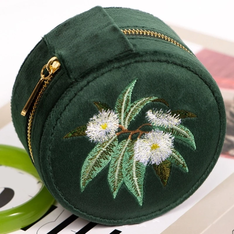 

Handmade Embroidery Velvets Bracelet Holder Elegant Jewelry Container Stylish Storage Box for Bangles and Accessories