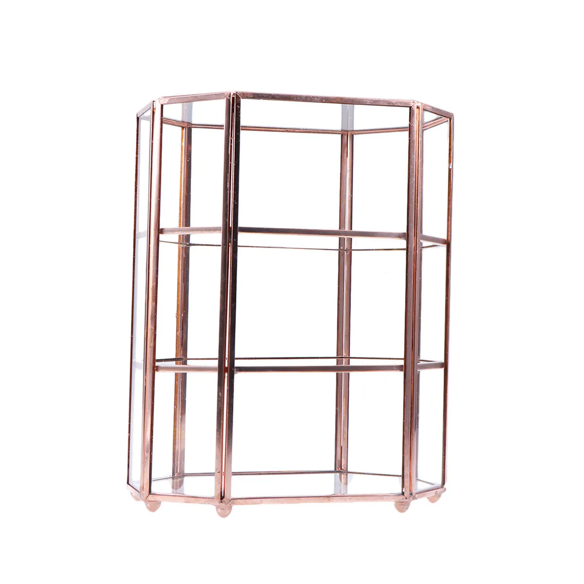 Premium Glass Jewelry Box Three Layer Vintage Elegant Organizer Display Stand for Necklace Earrings Bracelets Brooch Hair Clip