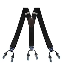 Men 6 Clip Shirt Stay 3.5cm Trouser Y Braces Garter Holder Belt Elastic Leather Alloy Locking Clamps Adjustable Strap Suspenders