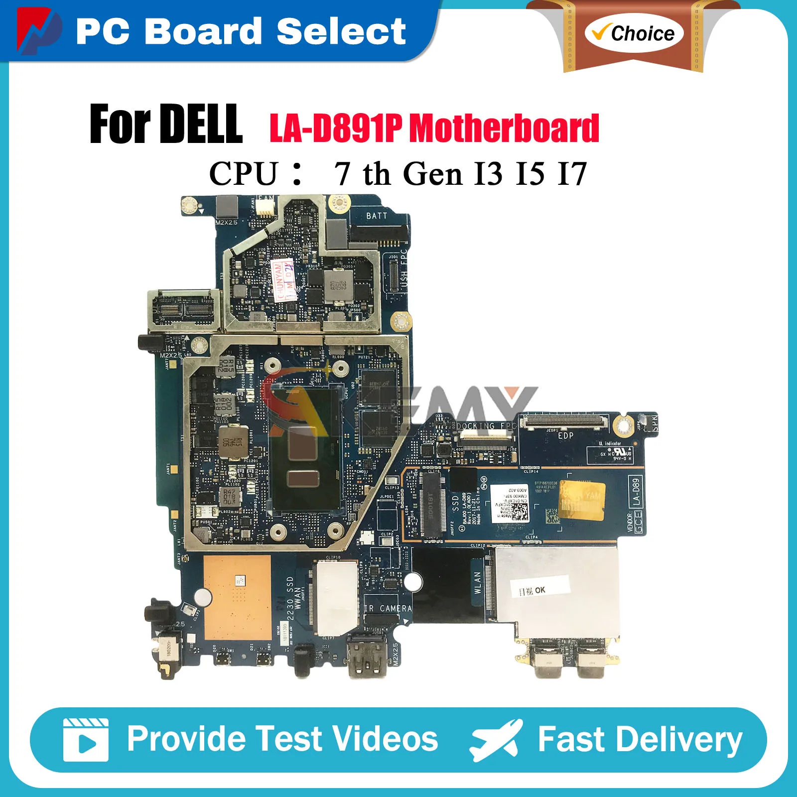 

Материнская плата для ноутбука DELL Latitude 5285 LA-D891P с процессором I3 I5 I7 7-го поколения CN-0HPCDV 06DR15 0P8F3H протестирована нормально