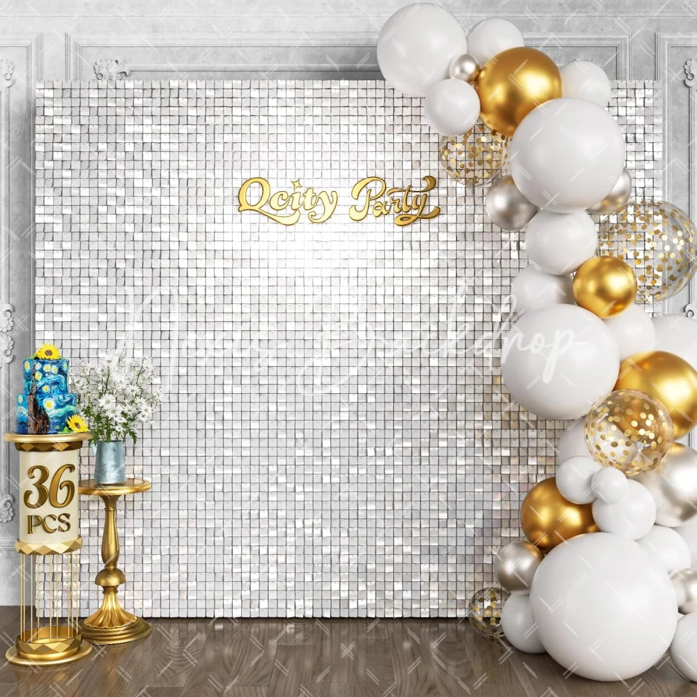 

36PCS White Shimmer Backdrop - Sparkling Sequin Panels for Party, Wedding, Anniversary, Graduation & Event Decorations