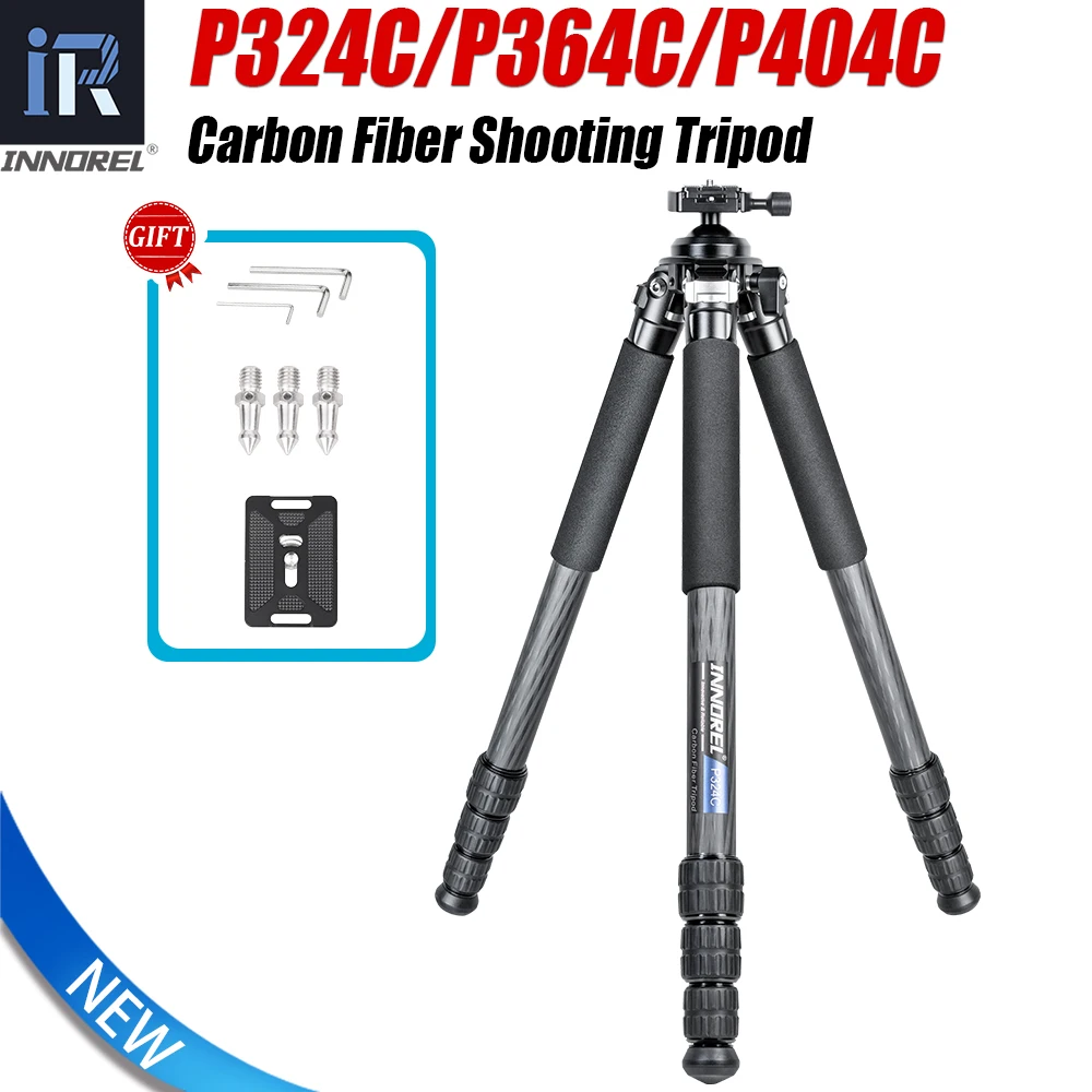 INNOREL P324C/P364C/P404C Carbon Fiber Shooting Tripod with Arca Swiss Dovetail Mount and 360°Embedded Ballhead, Load 25/35/40kg