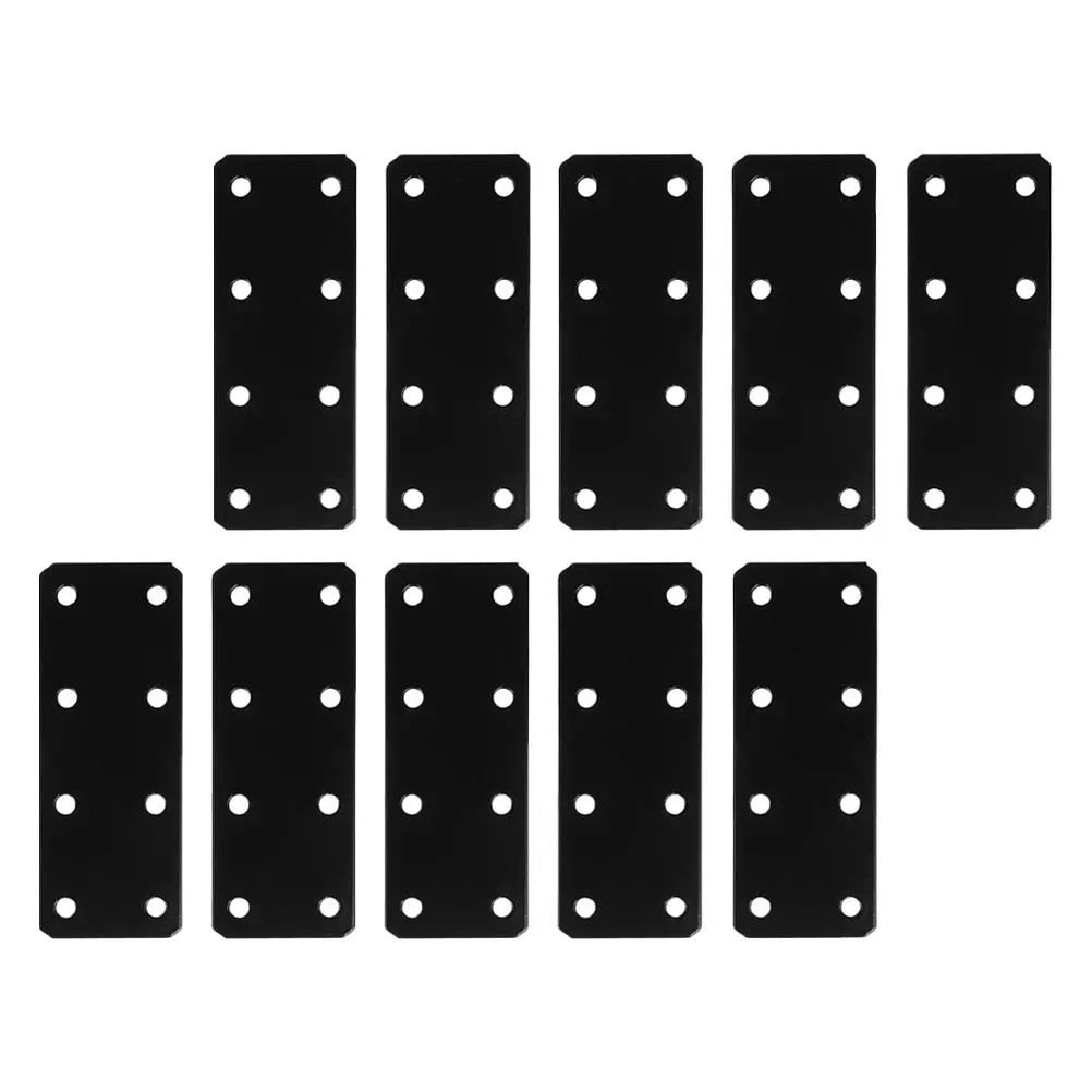 

10pcs Iron Straight Braces Black Oxide Coated Rust Resistance Fixing Plate Bracket Furniture Repair Plates Fixing Brackets