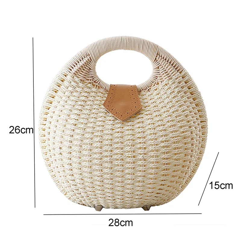 Handbags Personality Cute Rattan Bag Casual Small Round Tote Woven Female Fashion Beach Bag