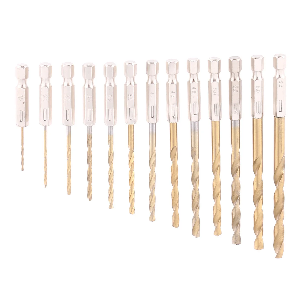 13pcs Drill Bit Set 1.5-6.5Mm Titanium Coated Hss Hex Shank For Cordless Screwdriver Machining Drill Hard Material - Image 2