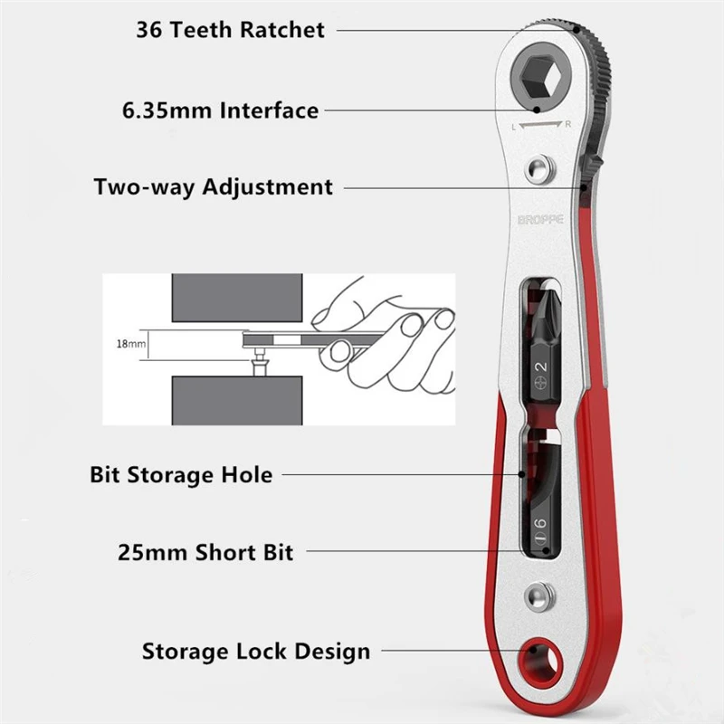 O50 Upgrade 36 Teeth Ratchet Two-way Screwdriver Multi-function Turning Right Angle Screwdriver Set For Narrow Space DIY Tool