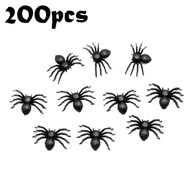 

HOT SALE 200pcs Black Mini Spider Haunted House Spider Web Bar Party Decoration Supplies Simulation Tricky Toy Halloween Decor