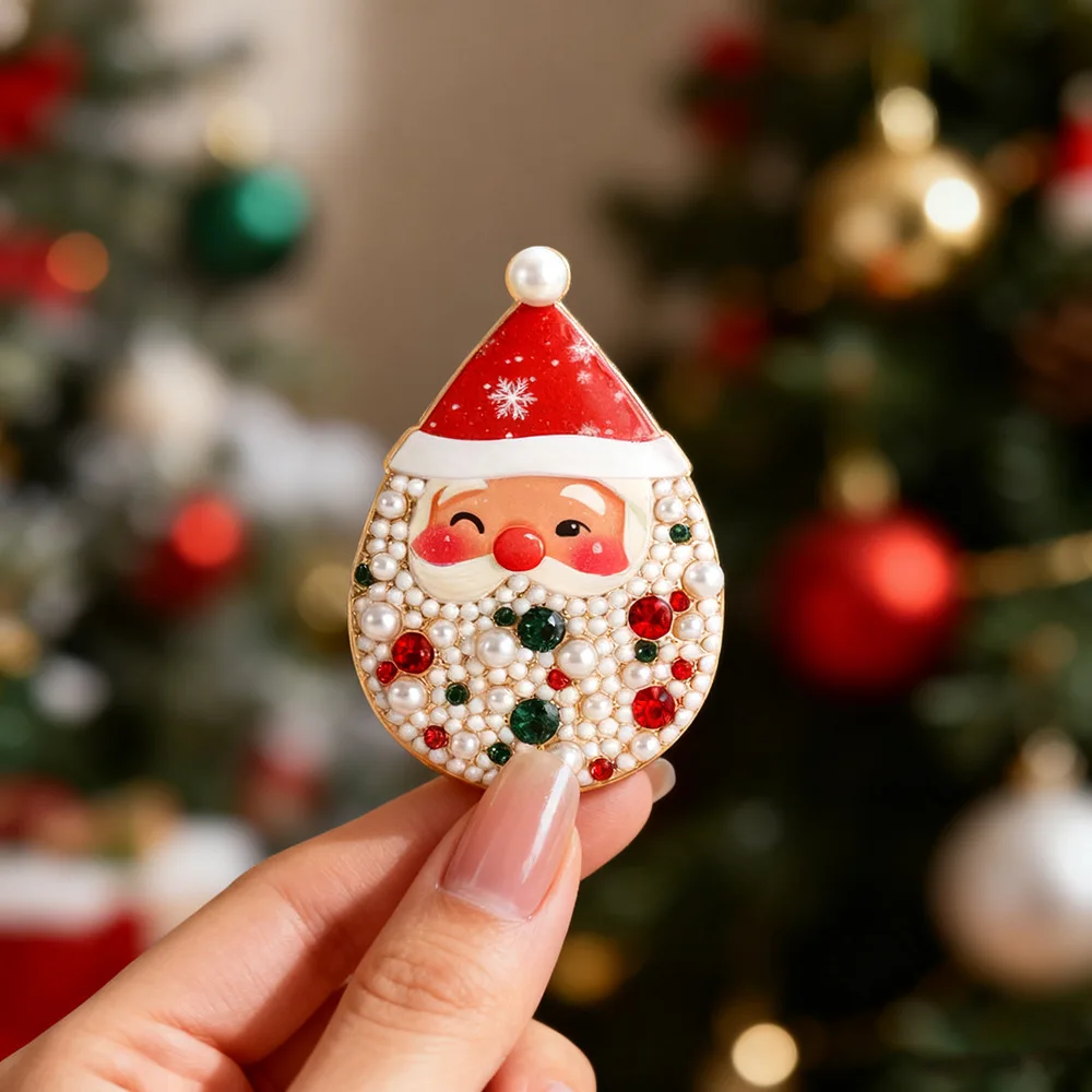 Kristall-Weihnachts-Strass-Broschen, Santa-Rentier-Weihnachts-Anstecknadeln, Festliche Kleidungs- und Rucksackdekoration, Festliche Schmuckgeschenke – Detail 3