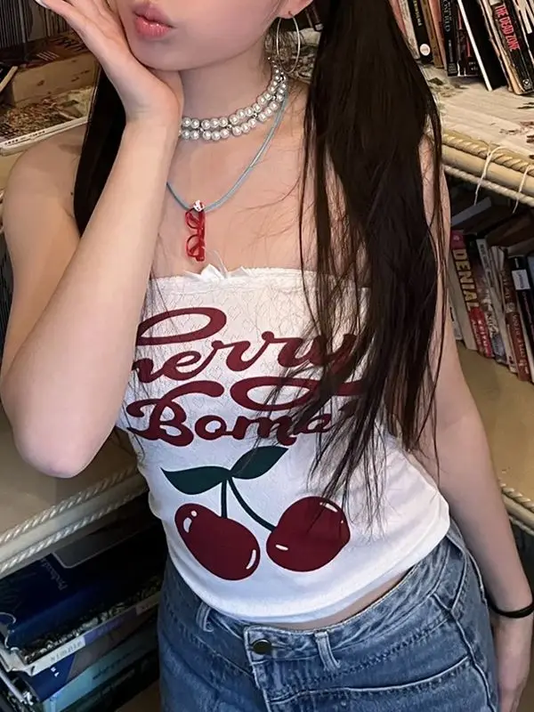 Top moda casual donna lettera stampa fiocco skinny Y2k gilet tendenza estiva dolce ragazza semplice classico streetwear camis chic