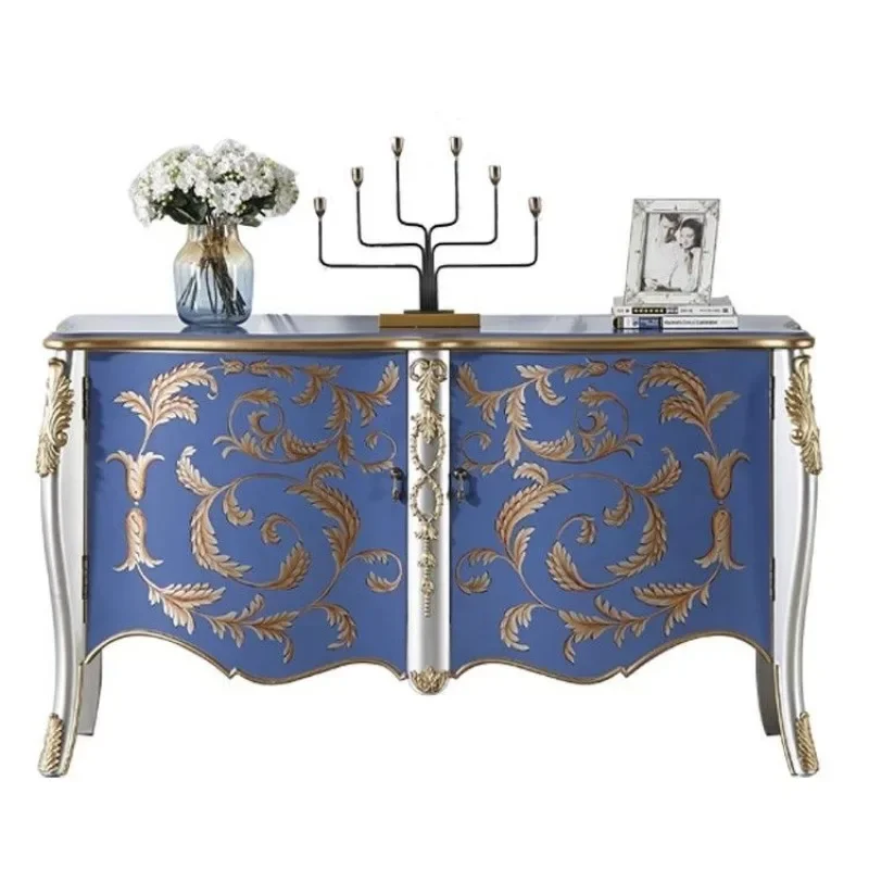 

European-style painted decorative cabinets Solid wood household American porch cabinets Multifunctional living room lockers