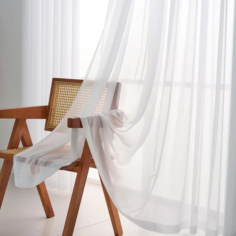 Semi Sheer Curtains Exrtra High 300/350/400/450/500cm Length for Tall Windows High Living Room Elegant Tulle Curtain