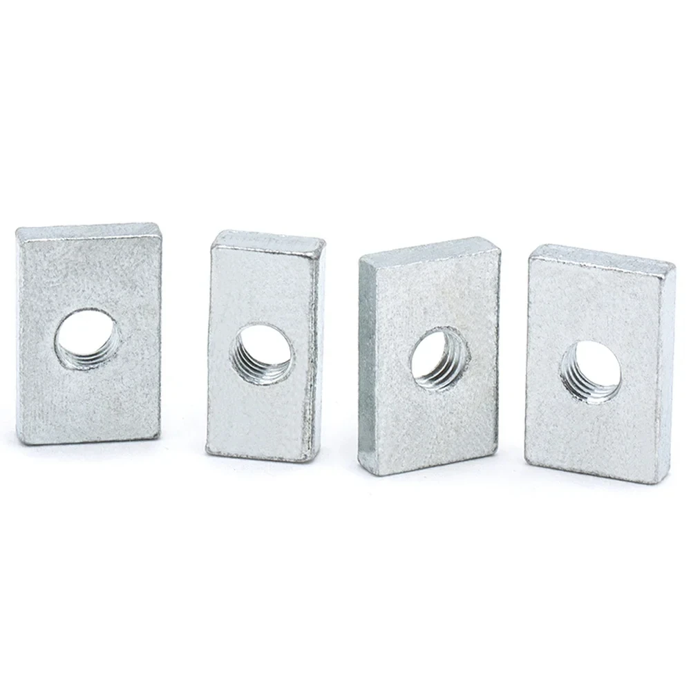 10-50Pcs M3 M4 M5 M6 M8 Square Nut Rectangular Nuts Thin Slider Block Nuts Zinc-Plated Carbon Steel Aluminum Profile Accessory