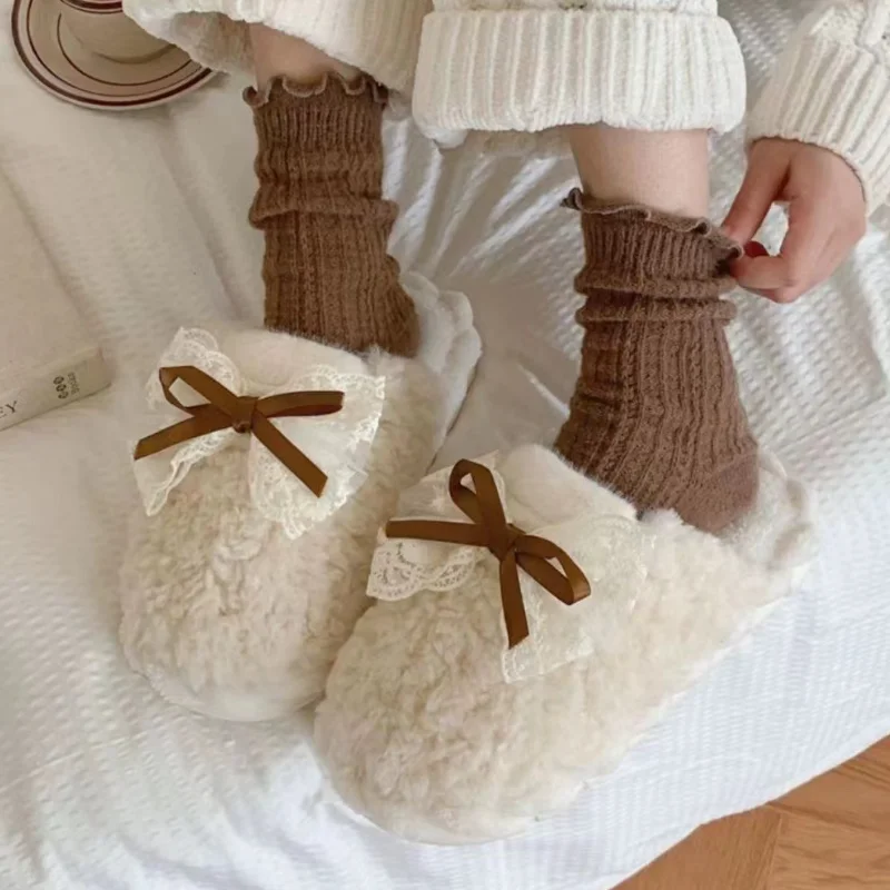 حار 2025 المرأة الخريف الشتاء موضة جديدة الراحة لطيف أنيق داخلي نعال من القطن سميكة الدافئة زوجين عادية النعال المنزل #6