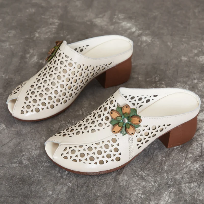 2025 Classic Retro Flower Summer Women Sandals Slippers Platform Wedges Sandals High Heels Genuine Leather shoes Fashion Sandals