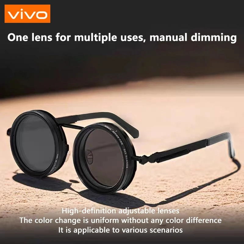 VIVO المعادن جولة الشرير ND9 مستوى قابل للتعديل يعتم النظارات الشمسية شخصية النساء الاستقطاب UV400 أزياء الرجال في الهواء الطلق نظارات شمسية