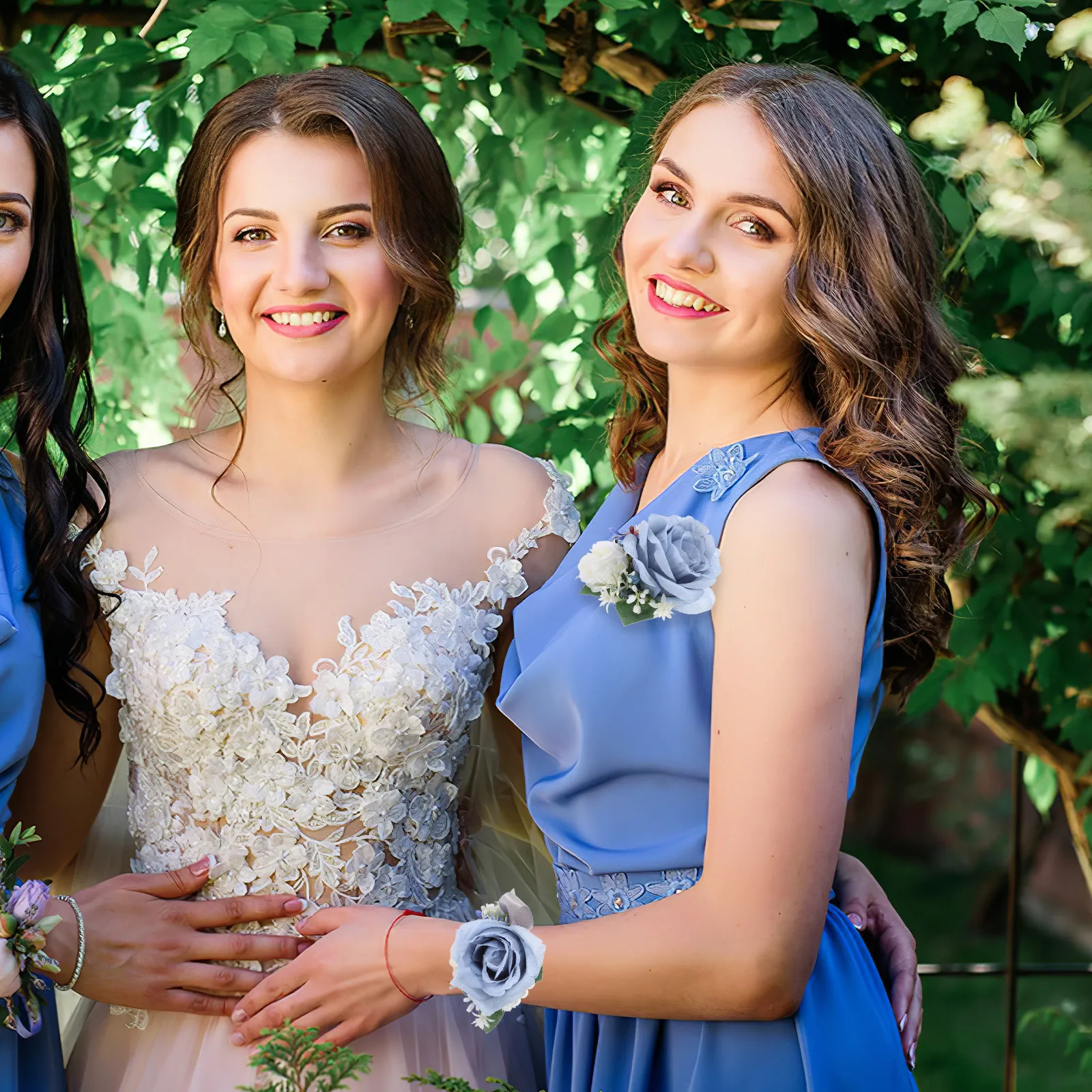 

1Set Bridal Wrist Corsage and Boutonniere Set Artificial Flowers for Wedding Photo Prop Reusable Elegant Party Prom Dance