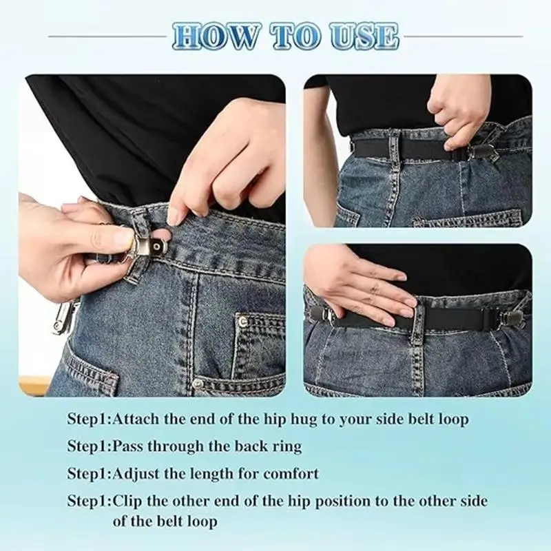 Verstellbare Taillenklammern, Taillenstraffer, elastische Gürtelklammer zum Nähen von Jeans, Hosen und Kleidern – Detail 3