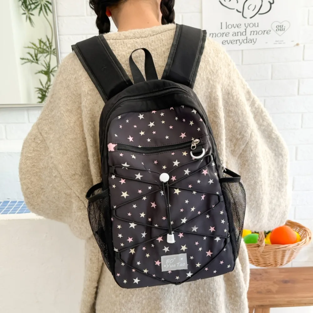 Trendy Nylon Outdoor Backpack Wear-resistant Star Print School Bag Large Capacity Korean Style Women's Backpack Adults