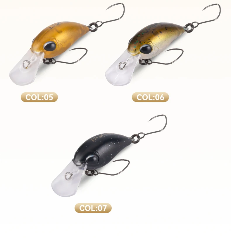 Kingdom Small Crank Minnow 1,5 g 25 mm 3,2 g 32 mm schwimmender Mini-Kunstköder mit Einzelhaken, harter Wobbler zum Angeln auf Barschforellen – Detail 17