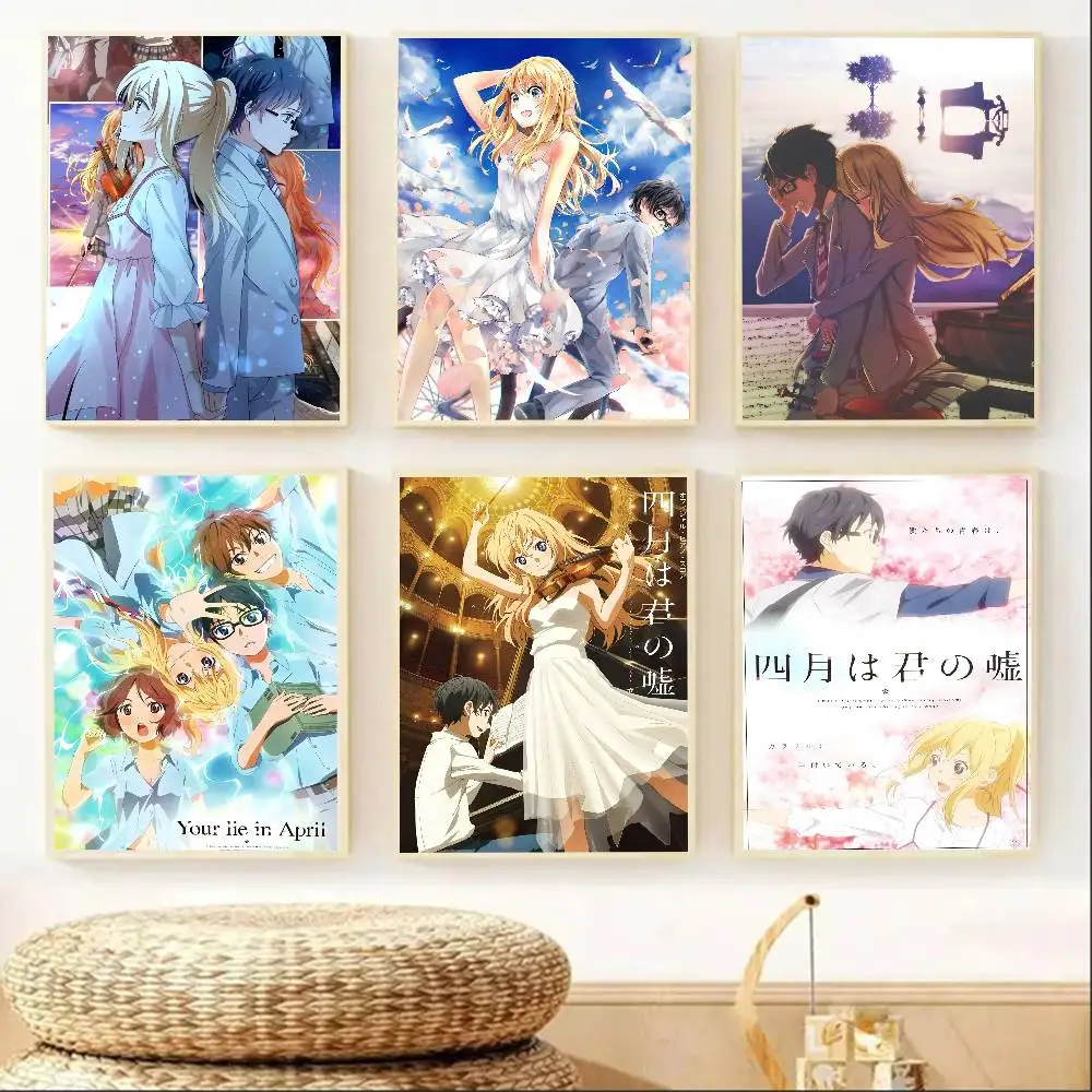 Anime Your Lie in April Freund Ein Poster HD-Kunst klebrige Wand wasserdicht Home Bar Dekoration Leinwand Wandkunst Geschenk Druck Poster