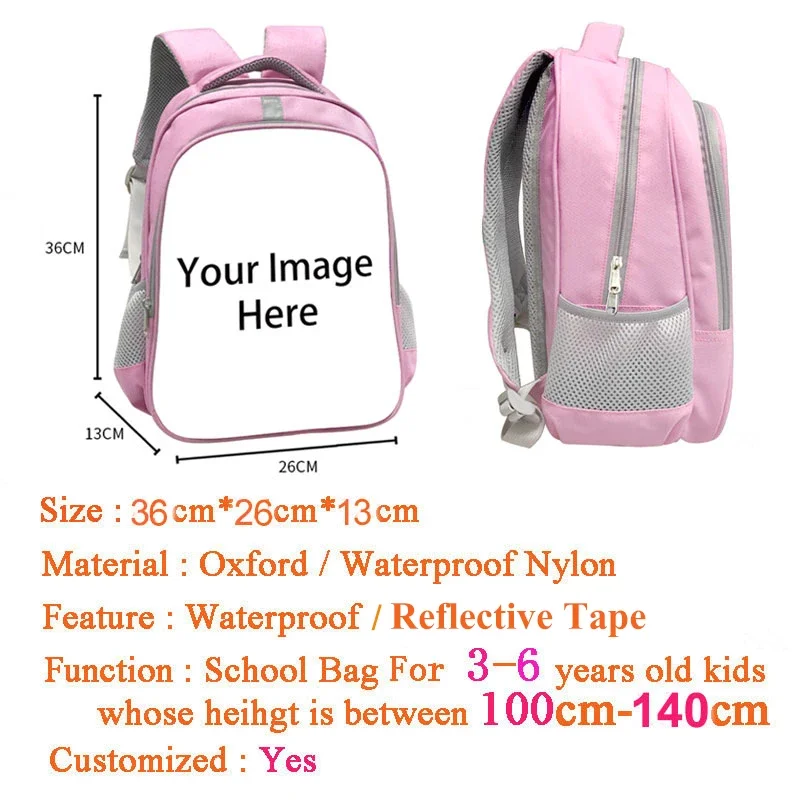 Customize Name / Logo / The Image Backpack Children School Bags Girls Book Bag Kids Kindergarten Bag Baby Toddler Backpacks