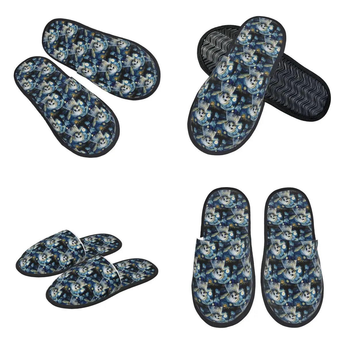 Custom Maltese Terrier Puppy Starry Night Slippers Memory Foam Warm Soft Women House Slipper Indoor Fluffy Shoes