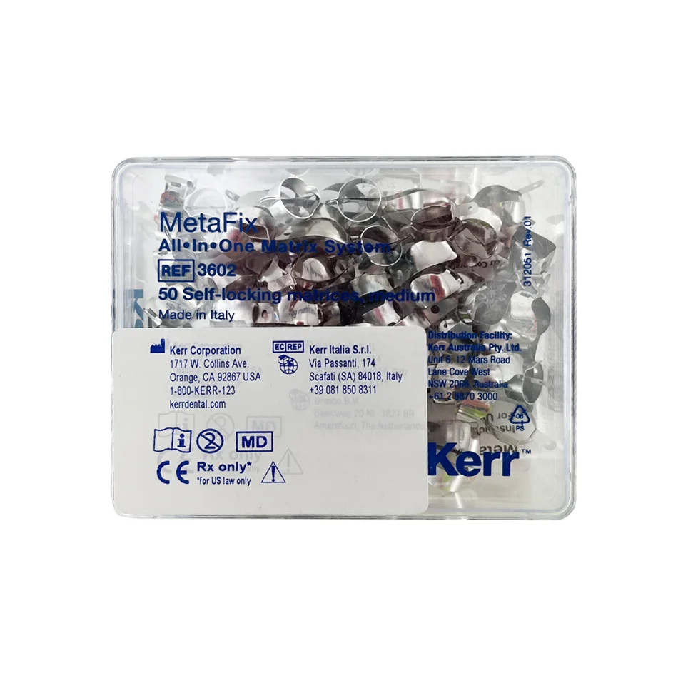 

Матрицы Kerr MetaFix All-In-One Posterior, средний размер, для реставраций II класса, система матриц Elf-Locking, арт. 3602, средний размер, 50 шт.