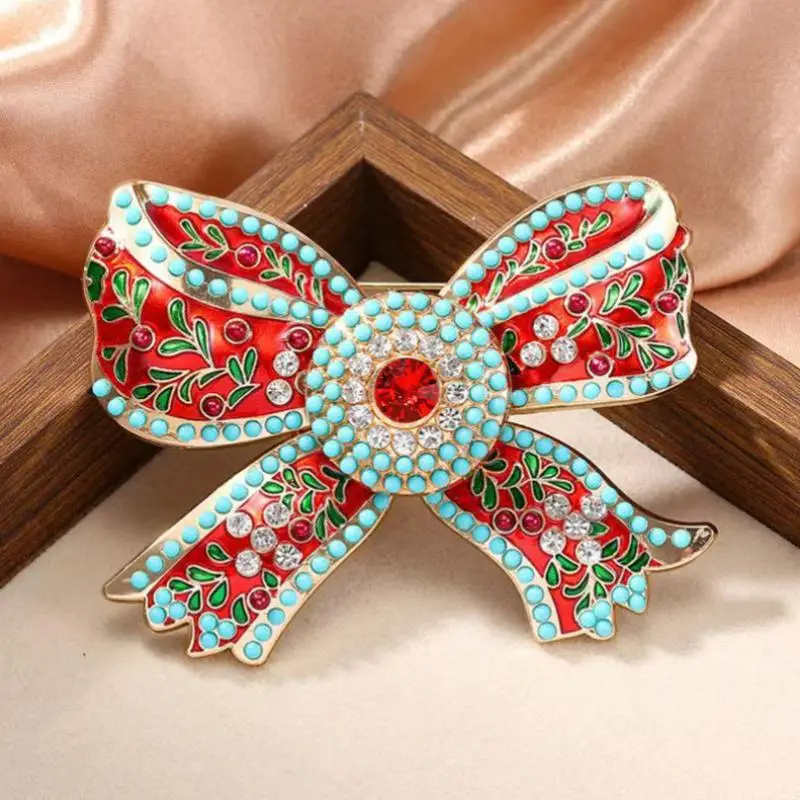 Vintage Big Bowknot Brooch For Women Elegant Bow Brooch Versatile Shiny Party Office Corsage Clothing Accessories Gift