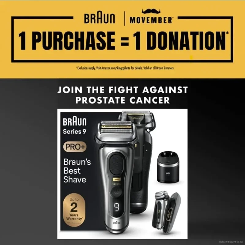 Braun Series 9 PRO+ 9577cc Electric Razor for Men, 5 Pro Shave Elements & Precision Long Hair Trimmer, 6in1 SmartCare Center