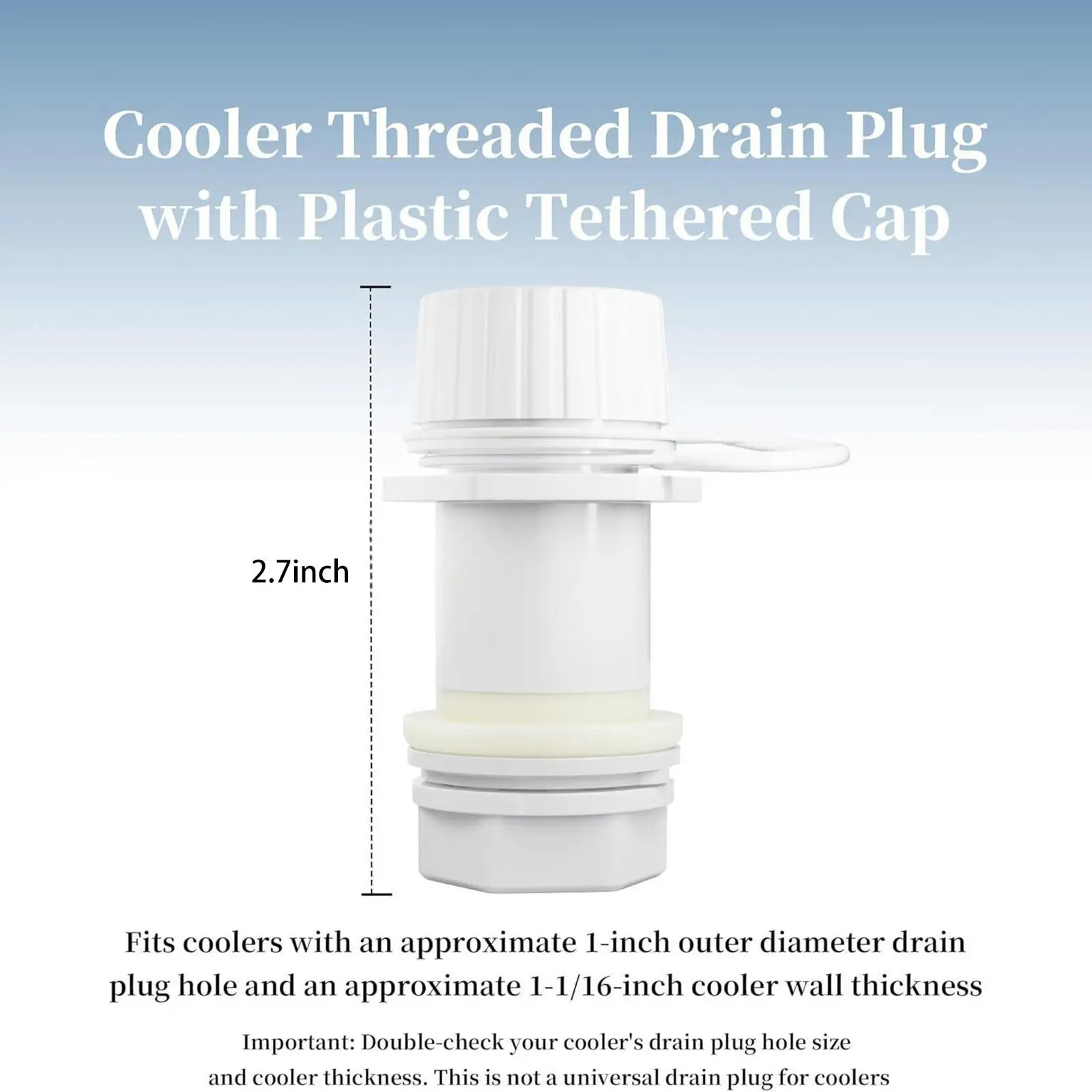 PP Threaded Cooler Drain Plug - close-up view