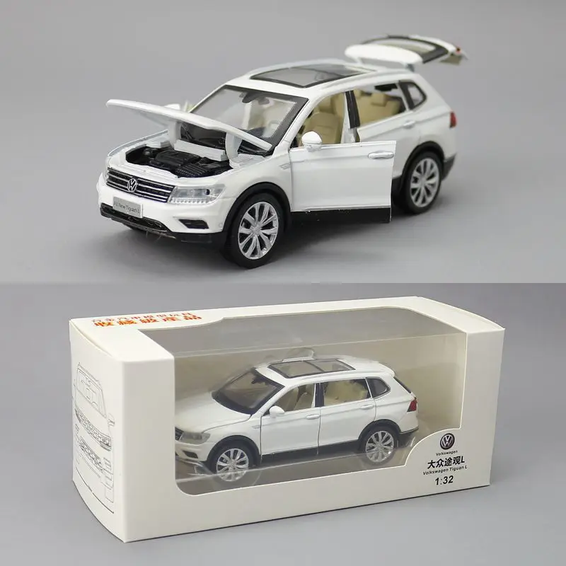 1:32 Volkswagen Tiguan L SUV High Simulation Diecast Metal Alloy Model car Sound Light Pull Back Collection Kids Toy Gifts