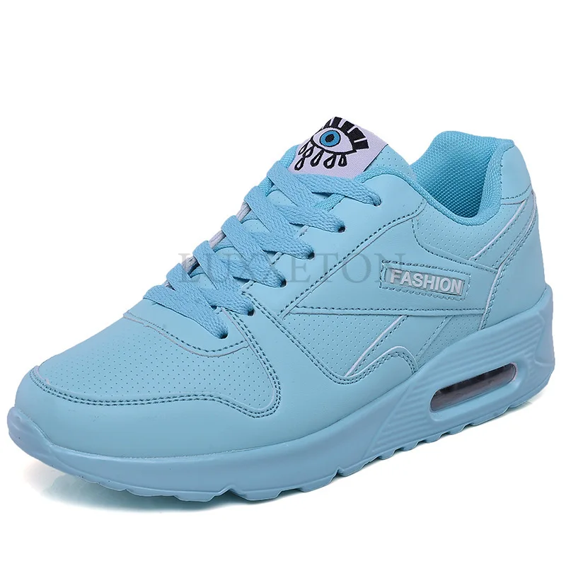 Women Fashion Sneakers Air Cushion Sports Shoes Pu Leather Blue Shoes White Pink Outdoor Walking Jogging  Shoes  Female Trainers