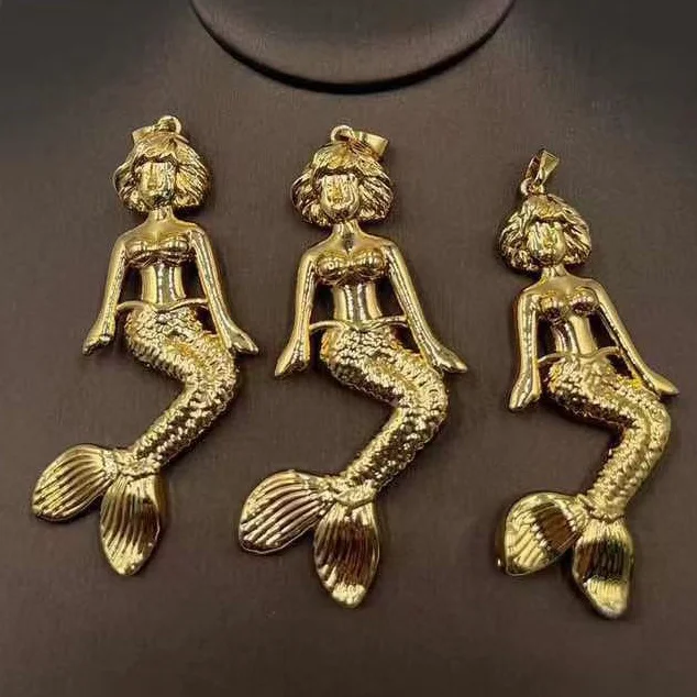 Fancy Special Mermaid Shape Light Weight Jewelry Set Statement Trendy Collar Necklace Huge Pedants Jewellery For Wedding Party