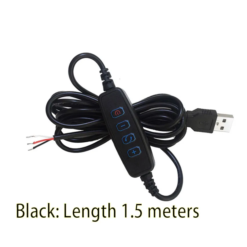 Atenuador LED de 5V CC, puerto USB, línea de alimentación, Cable de extensión de Color a juego con adaptador de interruptor de encendido y apagado para bombilla LED