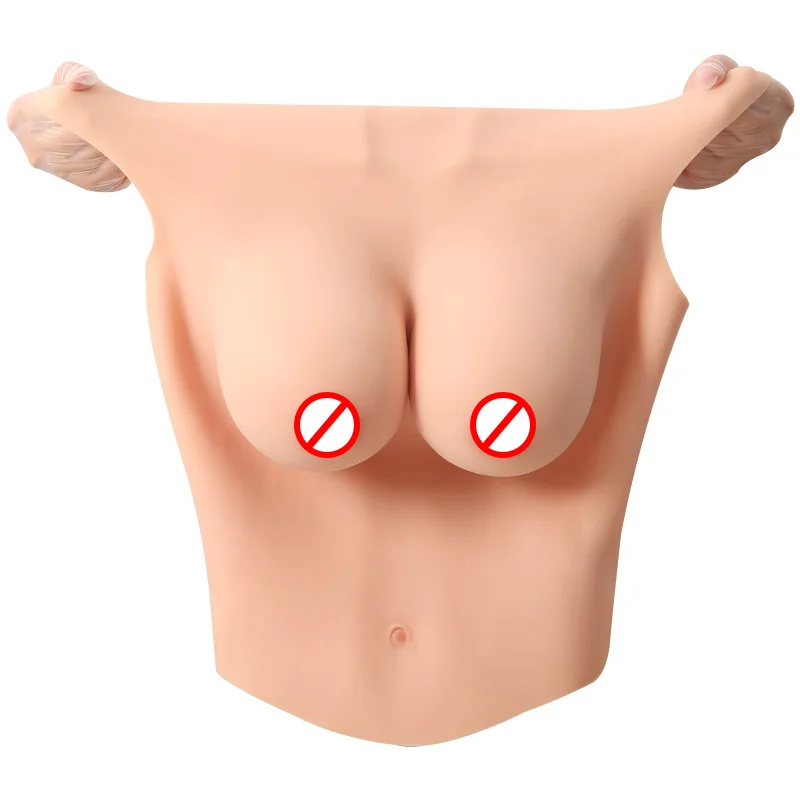 Half Body Realistic Prosthetic Breast Form Huge Fake Boobs Male To Woman Self-adhesive Silicone Breastplate for women