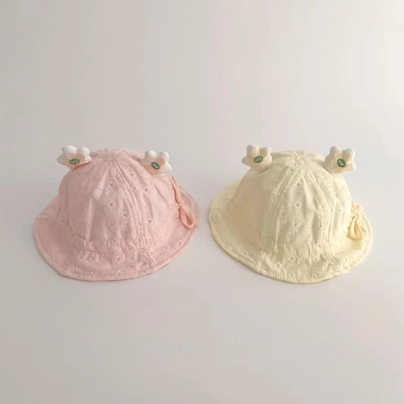 

Cute Baby Bucket Hat Spring Summer Cartoon Infant Fisherman Cap Solid Color Adjustable Kids Boy Girl Sun Hats