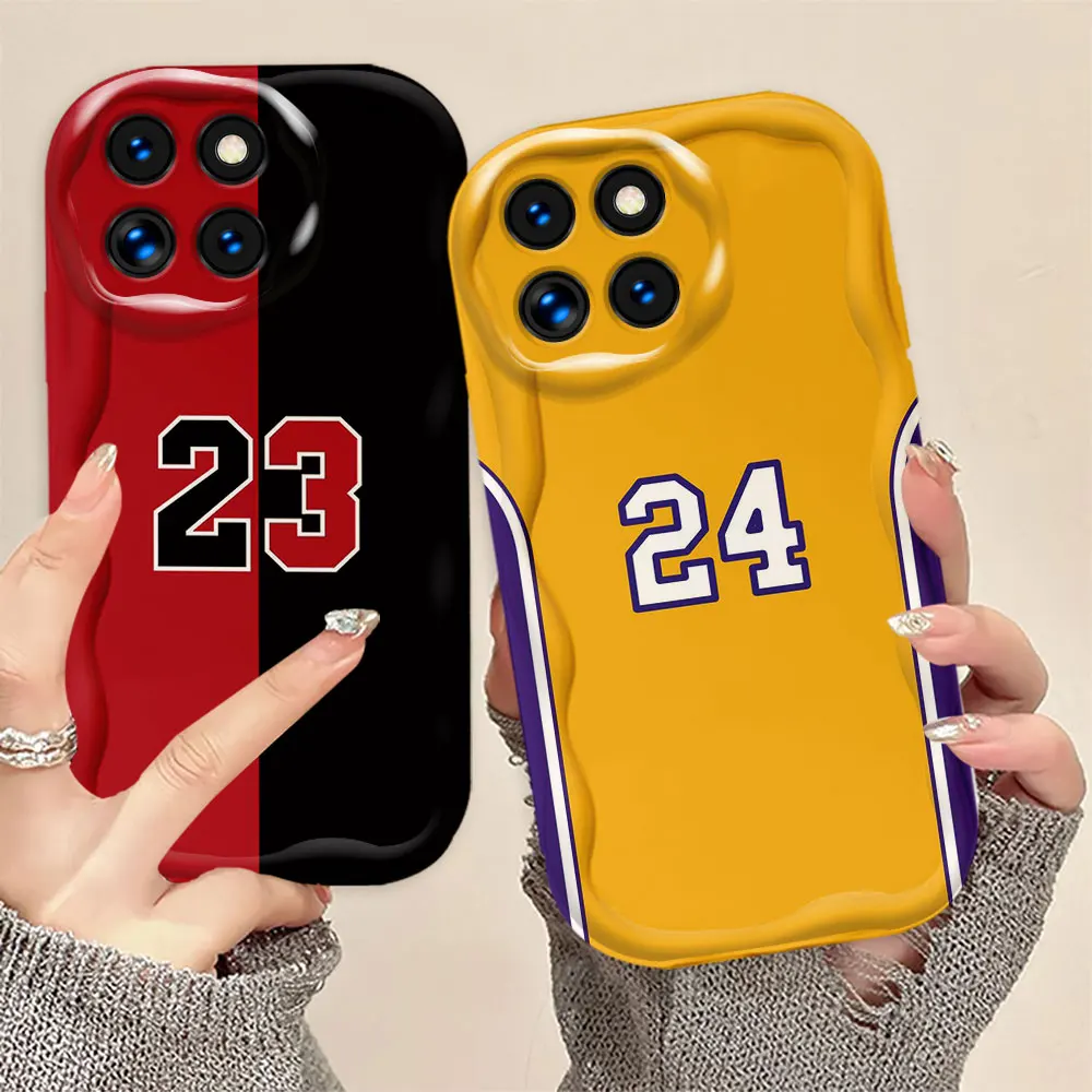 Basketball Uniform Number 23 24 Cream White Curve Mobile Phone Case For XIAOMI POCO M6 F6 X6 X5 M4 X4 F4 X3 GT NFC M3 G3 PRO 5G