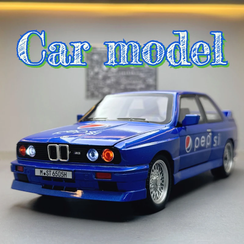 1:24 Coke version sports car M3 sound and light pull back children's toy desktop car model ornament boy gift