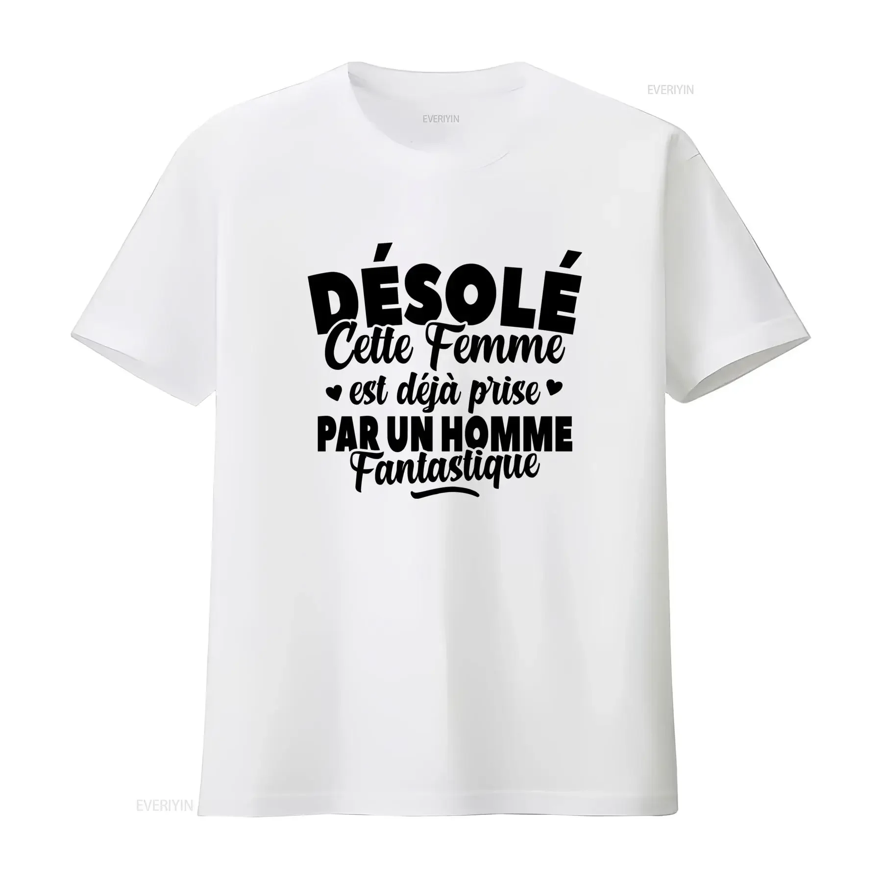 T shirt humoristique français pour femmes Cette femme est déjà prise par un fantastique mec Col rond décontracté Coupe vintage