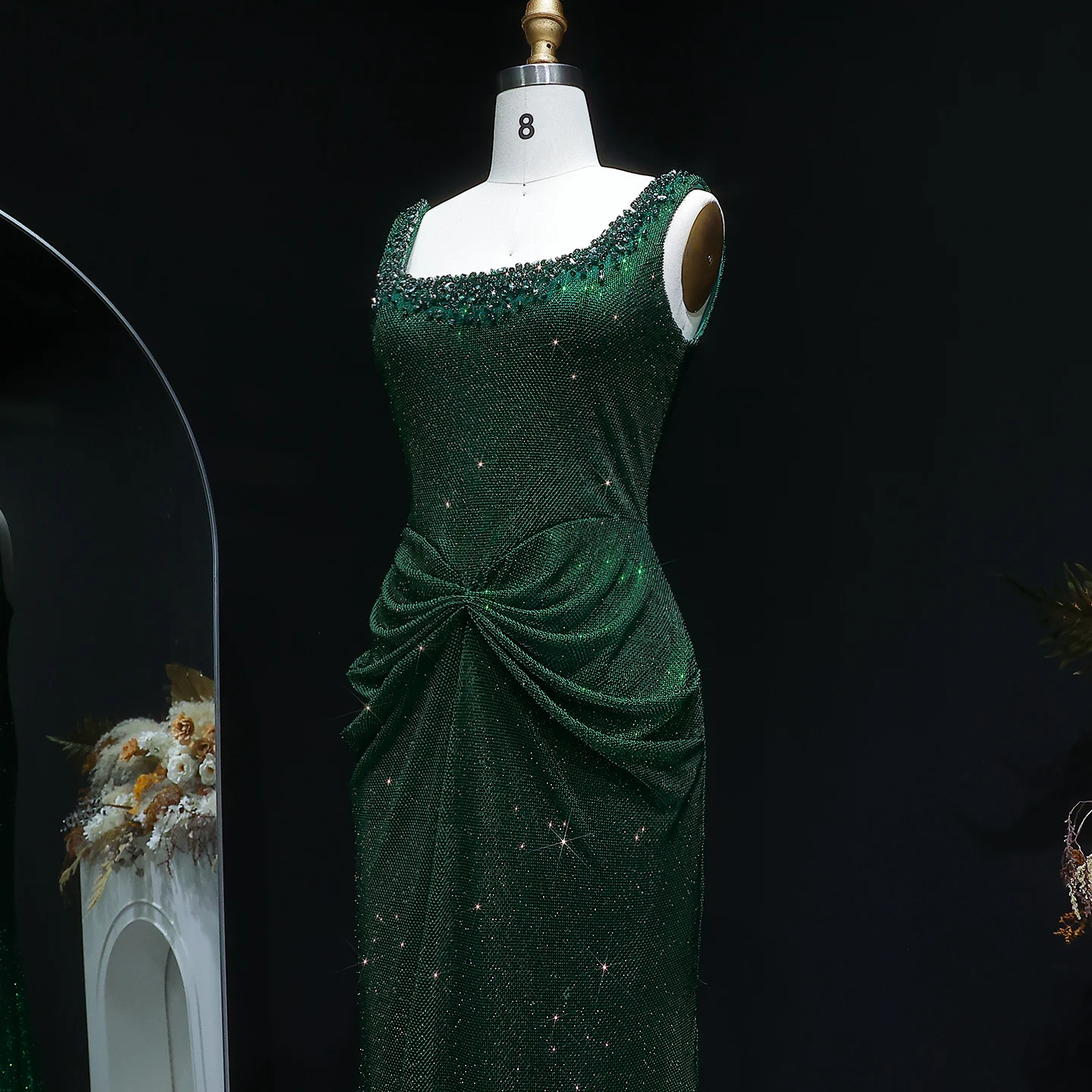 Sharon Said Arabisches Dubai Luxus Weinrotes Meerjungfrauenkleid mit Quadratischem Ausschnitt Saudi-Arabien Formelles Abendkleid für Abschlussball und Partys SS655 Maßanfertigung – Detail 10