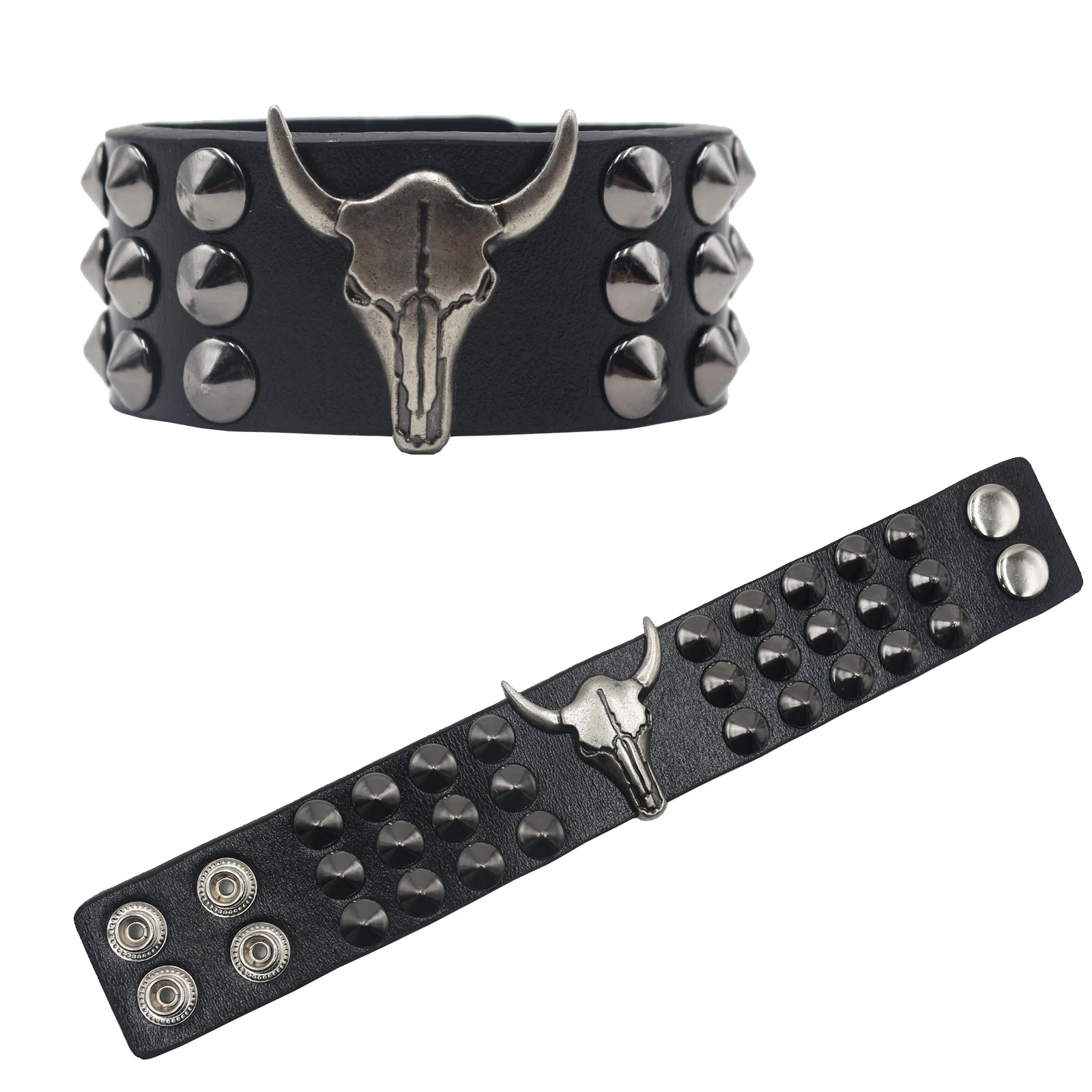 punk leather bracelet Style Rock Band With Personalized Motorcycle Leather Bracelet Suitable For Halloween Gifts