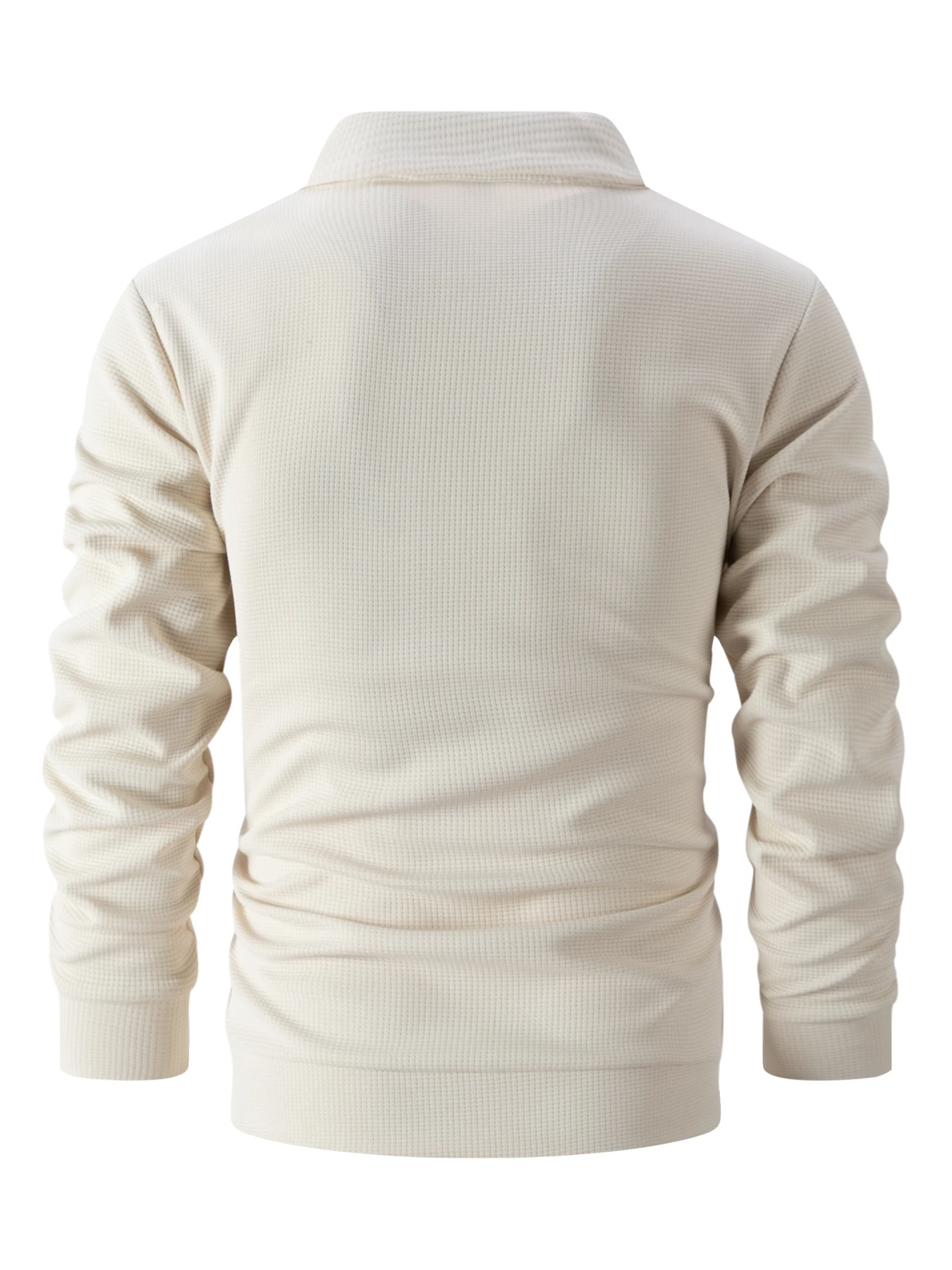 Herren-Waffelstrickjacke mit Knöpfen und Reißverschluss – Langer, lässiger Mantel mit Reißverschluss und Reißverschlusstaschen – unverzichtbar für Einkäufe und Verabredungen – Detail 7