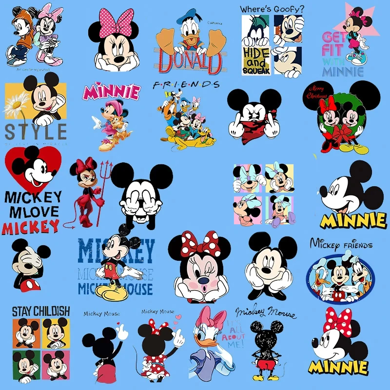 Minnie Mickey Mouse Patches for Clothes T Shirts Fashion Disney Iron-on Transfers for Clothing Heat Transfer Stickers Appliqued