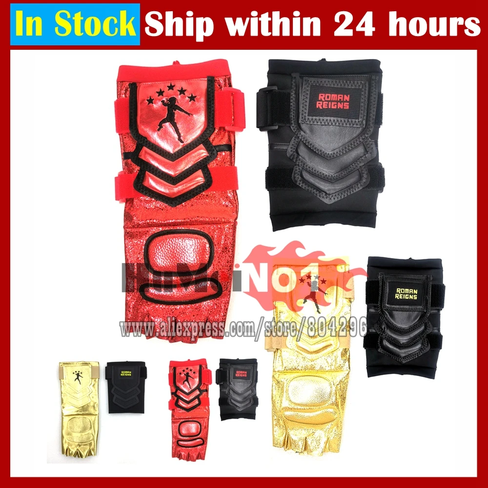 

2025 Premium Red Gloves Set For Roman Reigns With Sponge Motorcycle Gloves Outdoor Sports Weight Lifting Wrestling Gauntlet Sets