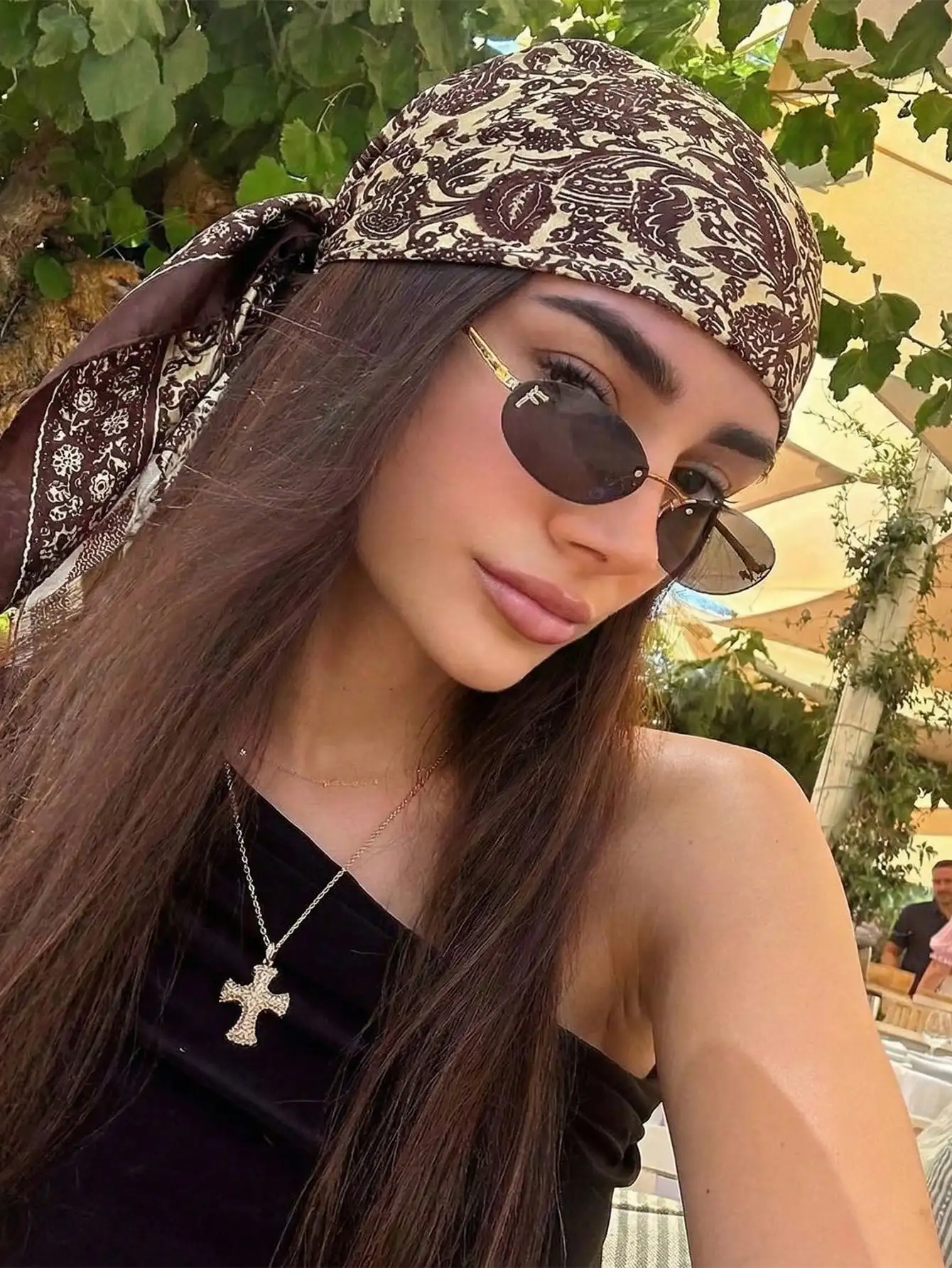 

Bohemian Vintage Paisley Floral Silk Bandana Scarf Lightweight Shawl For Summer Casual Beach Hair Accessory